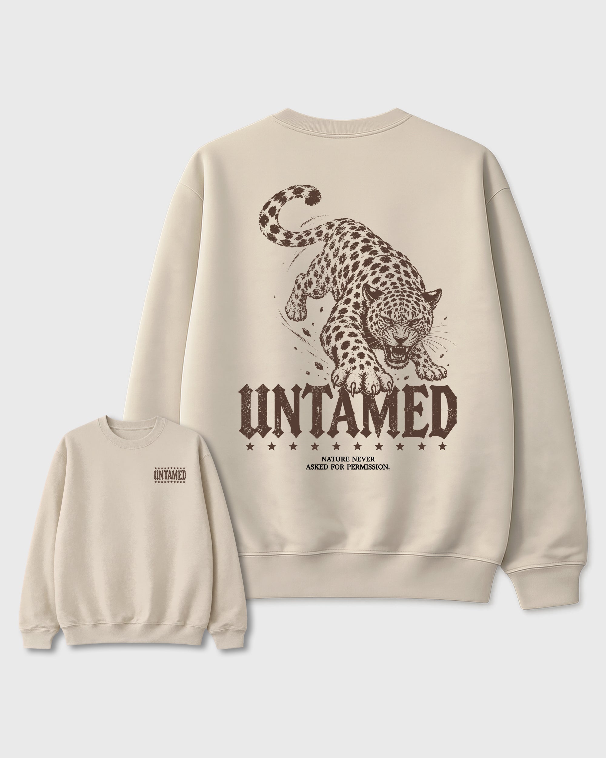 Untamed Natural Graphic Sweatshirt - 3, a graphic streetwear sweatshirt inspired by Air Jordan 12 Fireside sneakers for an easy coordinated sneaker fit.