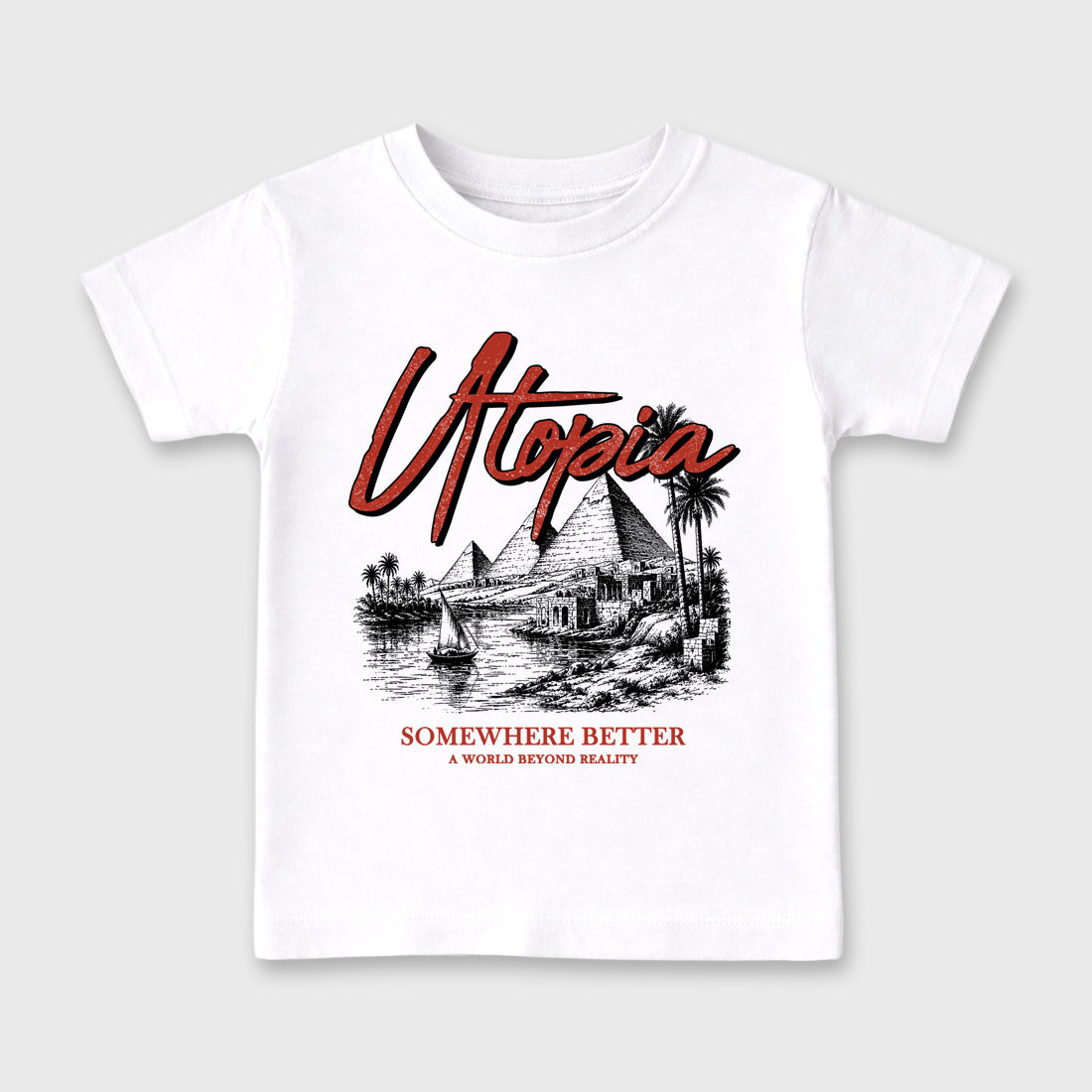 Utopia affordable baby and kids t-shirt designed to match the Air Jordan 4 Brick After Brick, featuring coordinated White 2 options for the perfect little sneakerhead streetwear look.
