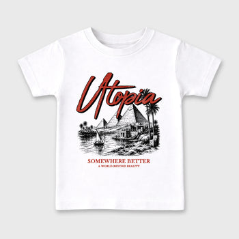 Utopia affordable baby and kids t-shirt designed to match the Air Jordan 4 Brick After Brick, featuring coordinated White 2 options for the perfect little sneakerhead streetwear look.