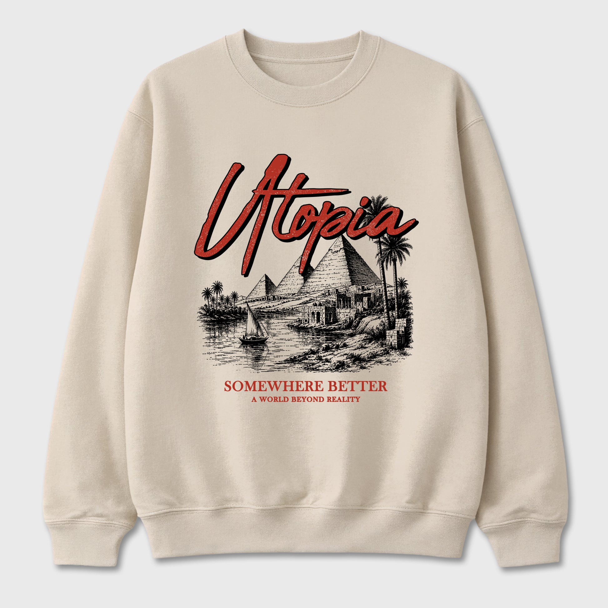 Utopia Graphic T-Shirt sneaker match tee designed for the Air Jordan 4 Brick After Brick, featuring coordinated color options for a perfect streetwear match. Natural 2 shirt.