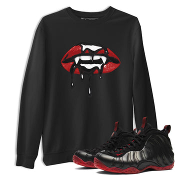 Sneaker match tees – Sneaker Threads To Match Air Foamposite Cough Drop Shoes, Air Foamposite One Black and Varsity Red – Vampire Lips Tee Black 1