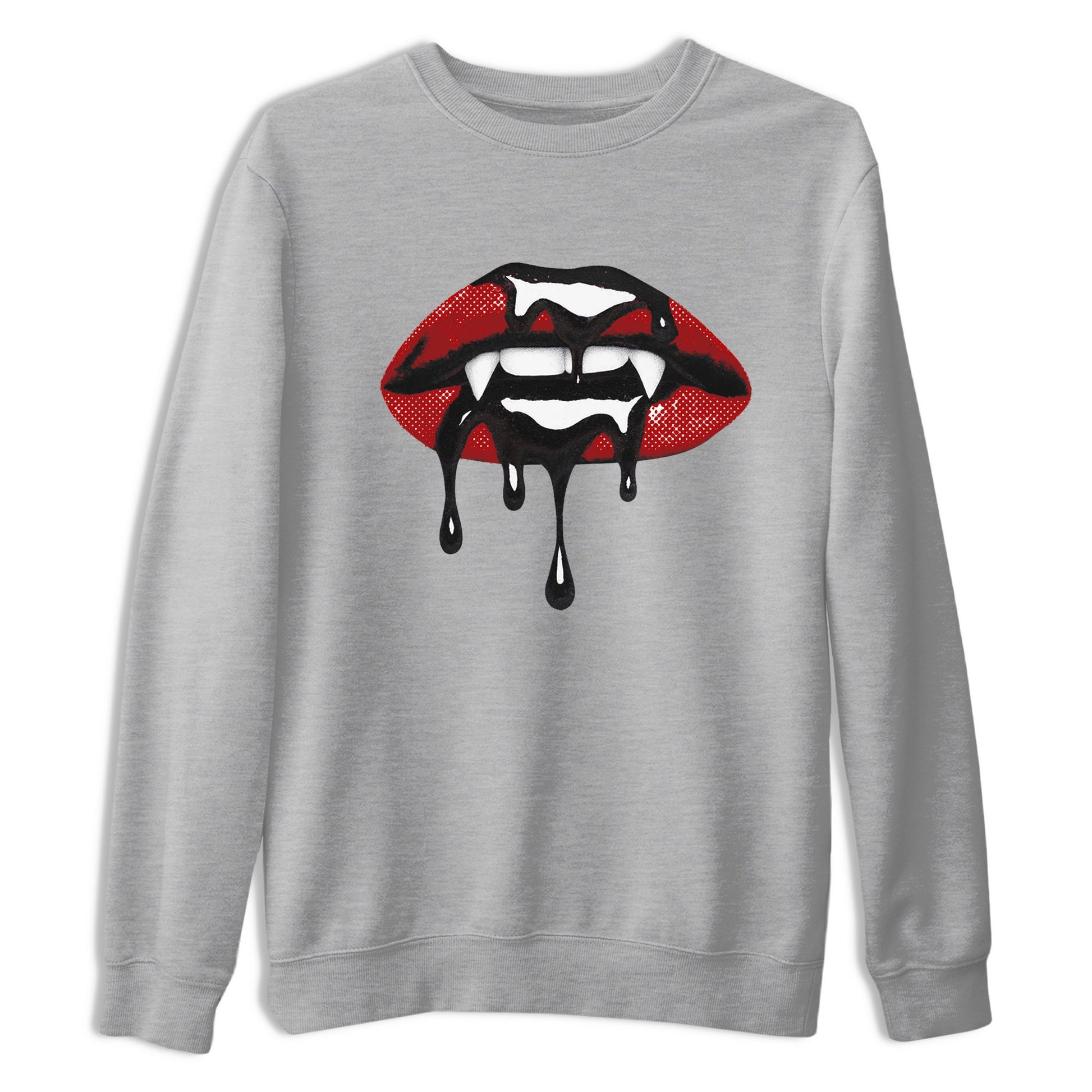 Sneaker match tees – Sneaker Threads To Match Air Foamposite Cough Drop Shoes, Air Foamposite One Black and Varsity Red – Vampire Lips Tee Heather Grey 2