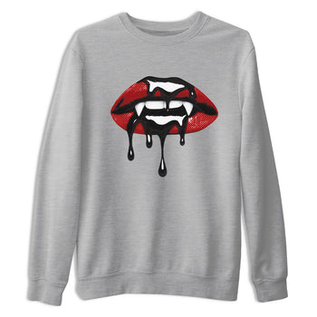 Sneaker match tees – Sneaker Threads To Match Air Foamposite Cough Drop Shoes, Air Foamposite One Black and Varsity Red – Vampire Lips Tee Heather Grey 2