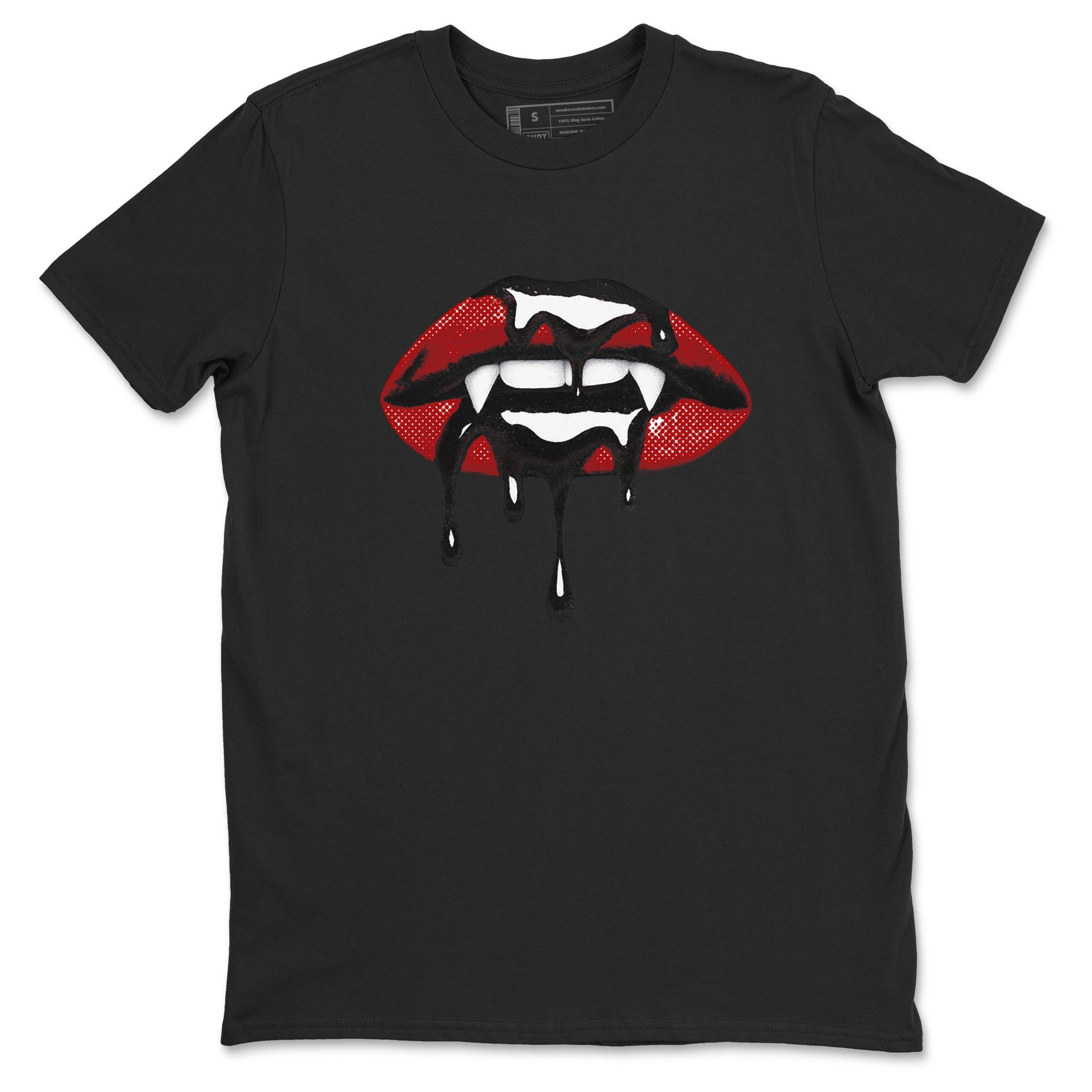 Sneaker match tees – Sneaker Threads To Match Air Foamposite Cough Drop Shoes, Air Foamposite One Black and Varsity Red – Vampire Lips Tee Black 2