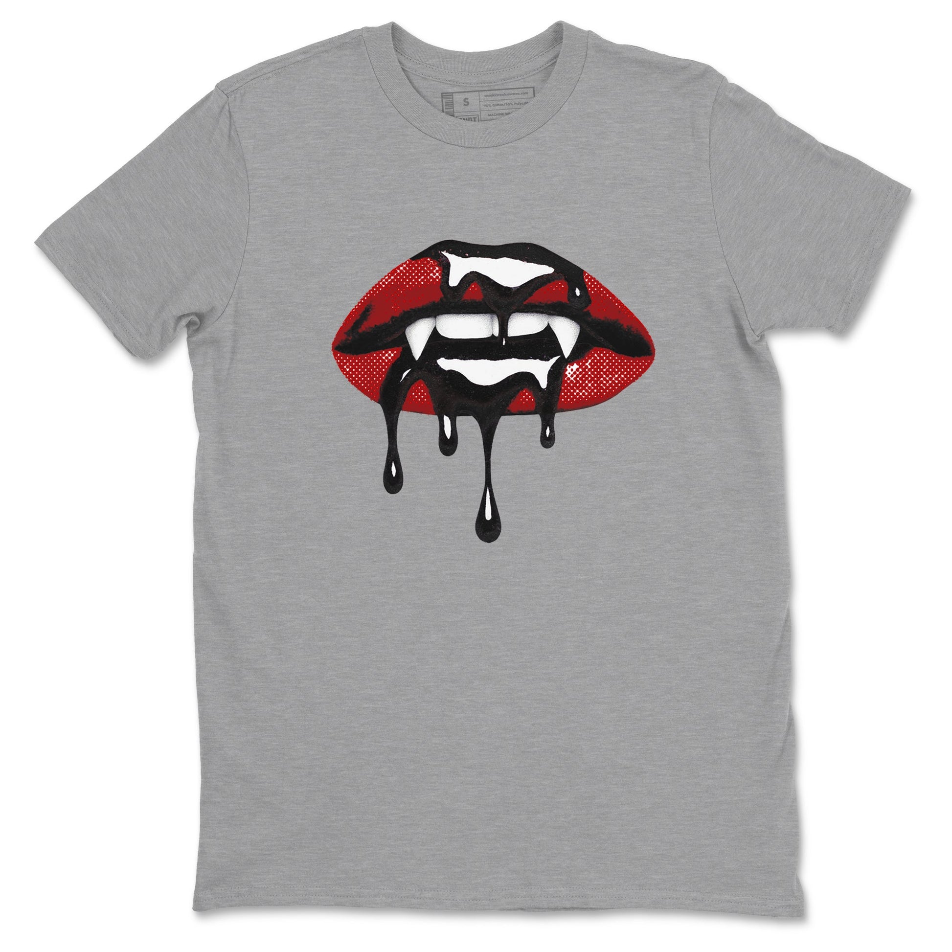 Sneaker match tees – Sneaker Threads To Match Air Foamposite Cough Drop Shoes, Air Foamposite One Black and Varsity Red – Vampire Lips Tee Heather Grey 2