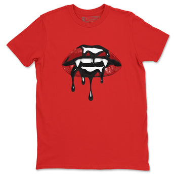 Sneaker match tees – Sneaker Threads To Match Air Foamposite Cough Drop Shoes, Air Foamposite One Black and Varsity Red – Vampire Lips Tee Red 2