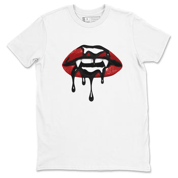 Sneaker match tees – Sneaker Threads To Match Air Foamposite Cough Drop Shoes, Air Foamposite One Black and Varsity Red – Vampire Lips Tee White 2