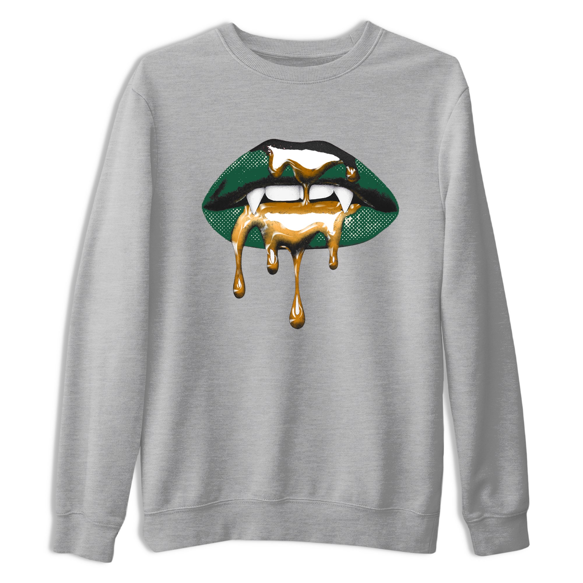 Sneaker Threads – Sneaker Tees To Match Air Jordan 1 Pro Green – Vampire Lips Graphic Tee Heather Grey 2. Perfect for Jordan releases 2025 colorways.