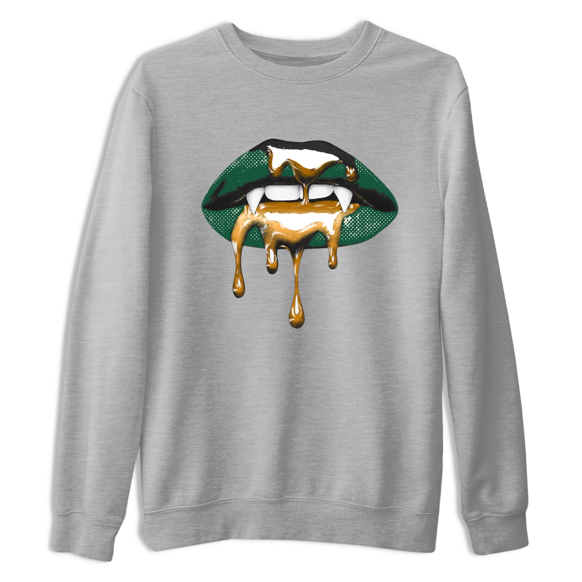 Sneaker Threads – Sneaker Tees To Match Air Jordan 1 Pro Green – Vampire Lips Graphic Tee Heather Grey 2. Perfect for Jordan releases 2025 colorways.