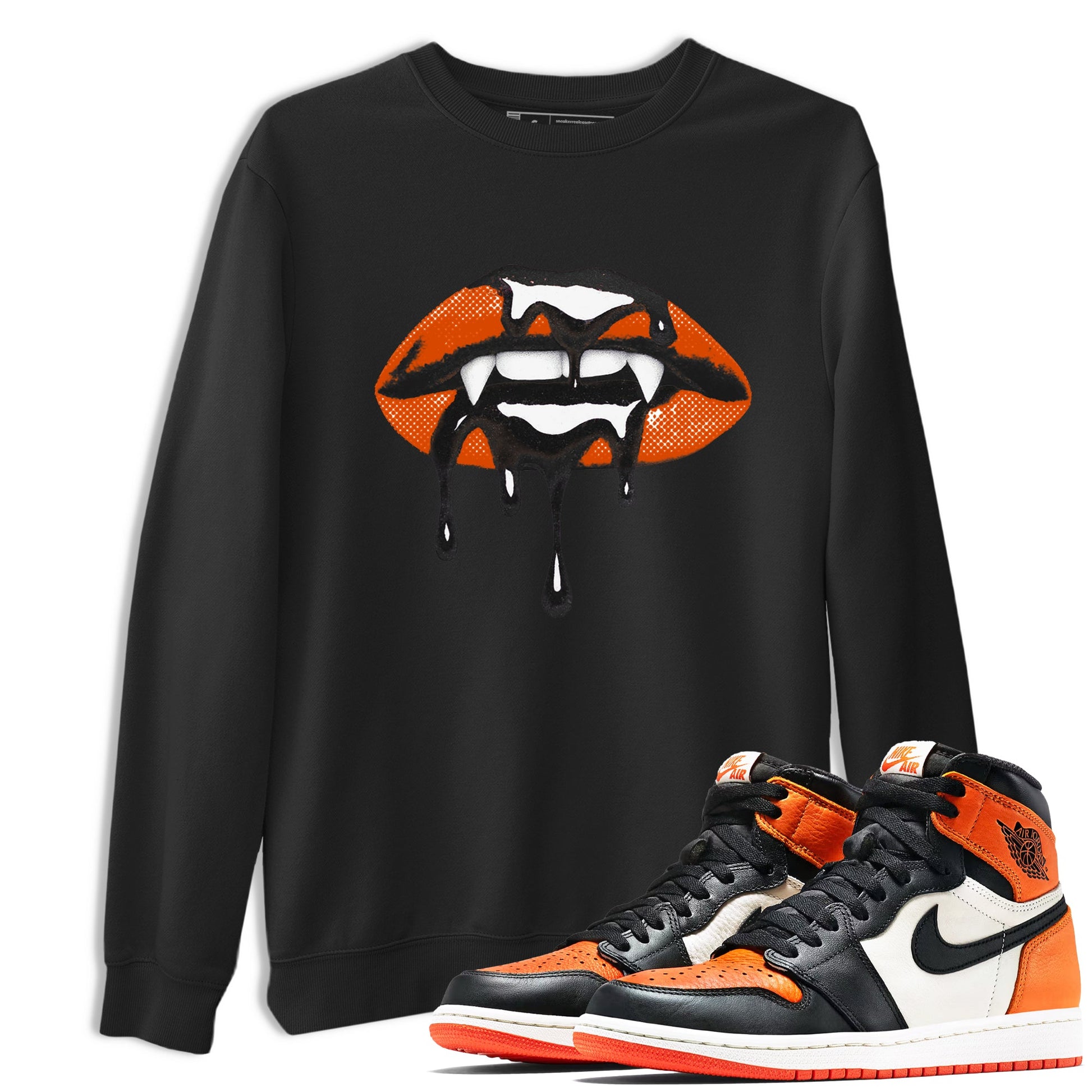 Sneaker match tees – Sneaker Threads To Match Air Jordan 1 Shattered Backboard Shoes – Vampire Lips Tee Black 1