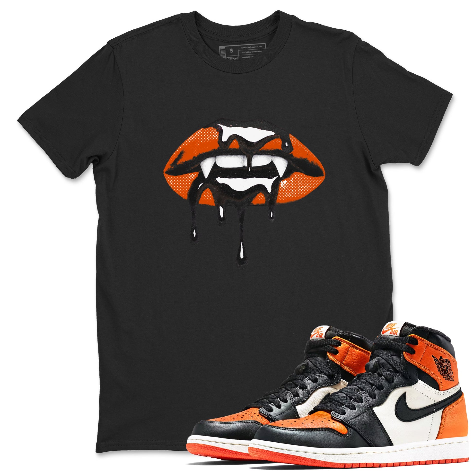 Sneaker match tees – Sneaker Threads To Match Air Jordan 1 Shattered Backboard Shoes – Vampire Lips Tee Black 1