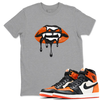Sneaker match tees – Sneaker Threads To Match Air Jordan 1 Shattered Backboard Shoes – Vampire Lips Tee Heather Grey 1