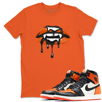 Sneaker match tees – Sneaker Threads To Match Air Jordan 1 Shattered Backboard Shoes – Vampire Lips Tee Orange 1