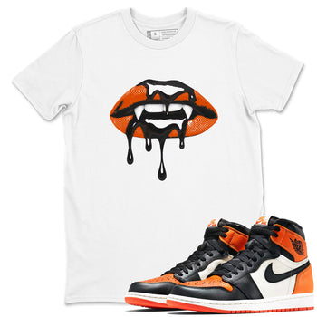 Sneaker match tees – Sneaker Threads To Match Air Jordan 1 Shattered Backboard Shoes – Vampire Lips Tee White 1