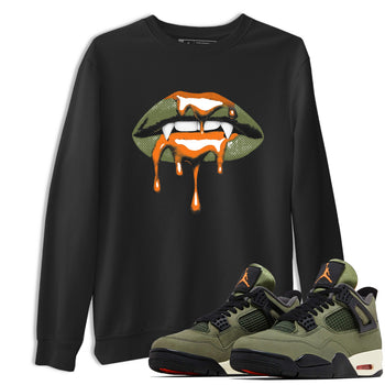 Sneaker match tees – Sneaker Threads To Match Air Jordan 4 OG Olive Shoes, Air Jordan 4 OG Olive – Vampire Lips Tee Black 1