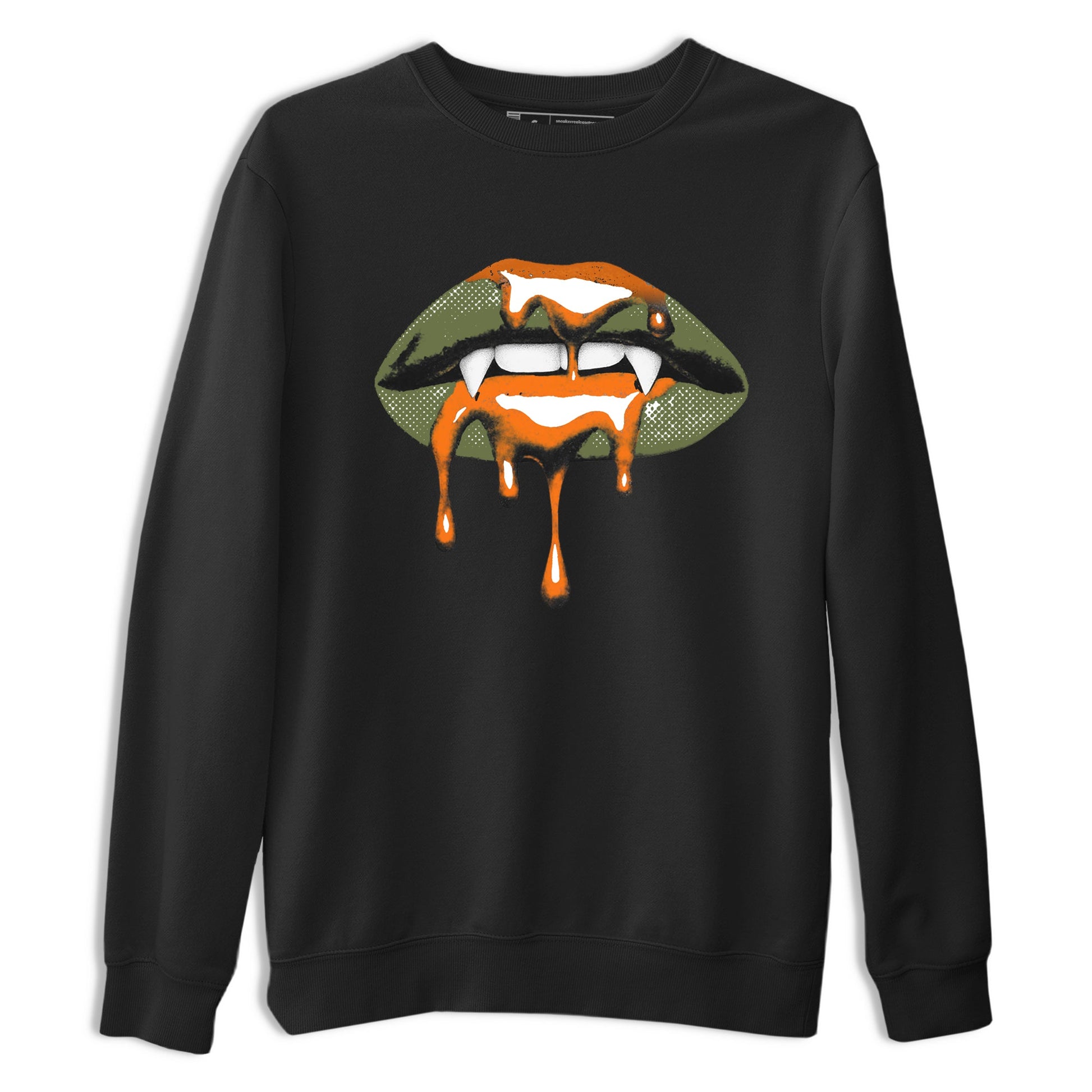 Sneaker match tees – Sneaker Threads To Match Air Jordan 4 OG Olive Shoes, Air Jordan 4 OG Olive – Vampire Lips Tee Black 2