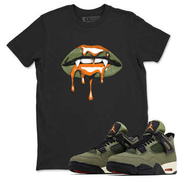 Sneaker match tees – Sneaker Threads To Match Air Jordan 4 OG Olive Shoes, Air Jordan 4 OG Olive – Vampire Lips Tee Black 1