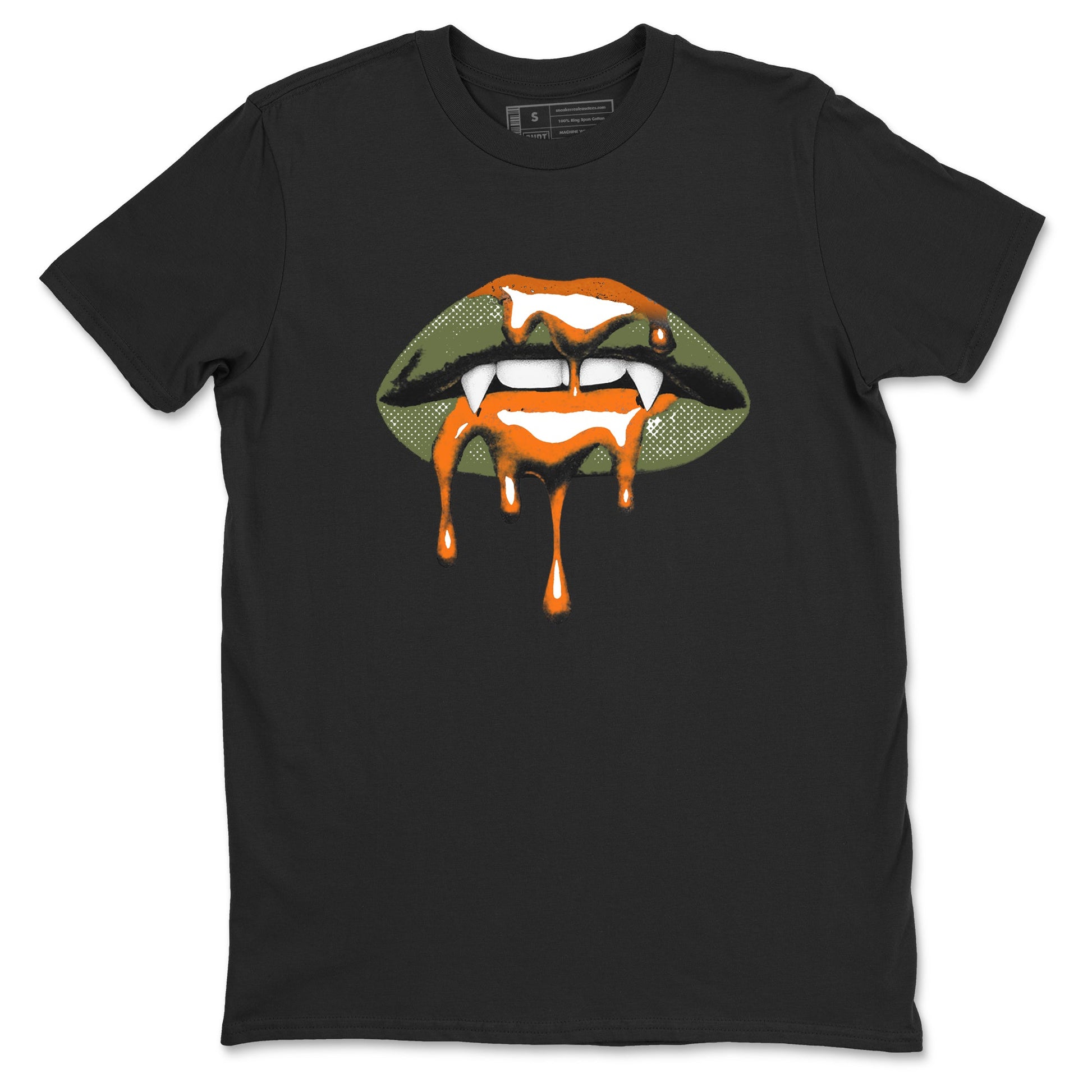 Sneaker match tees – Sneaker Threads To Match Air Jordan 4 OG Olive Shoes, Air Jordan 4 OG Olive – Vampire Lips Tee Black 2