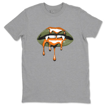 Sneaker match tees – Sneaker Threads To Match Air Jordan 4 OG Olive Shoes, Air Jordan 4 OG Olive – Vampire Lips Tee Heather Grey 2