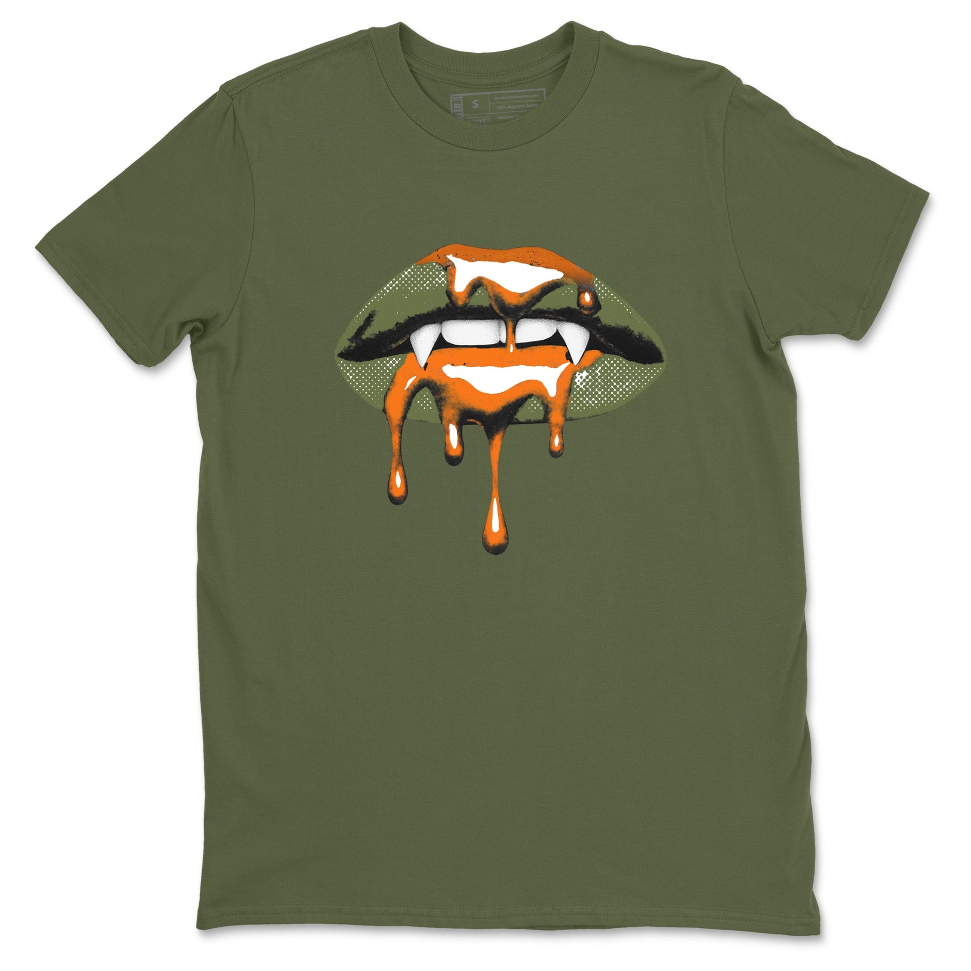 Sneaker match tees – Sneaker Threads To Match Air Jordan 4 OG Olive Shoes, Air Jordan 4 OG Olive – Vampire Lips Tee Military Green 2