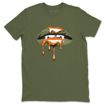 Sneaker match tees – Sneaker Threads To Match Air Jordan 4 OG Olive Shoes, Air Jordan 4 OG Olive – Vampire Lips Tee Military Green 2