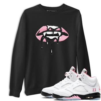 Sneaker match tees – Sneaker Tees To Match Air Jordan 5 Medium Soft Pink Shoes – Vampire Lips Tee Black 1