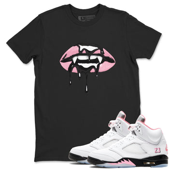 Sneaker match tees – Sneaker Tees To Match Air Jordan 5 Medium Soft Pink Shoes – Vampire Lips Tee Black 1