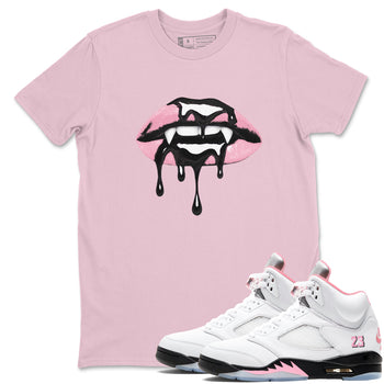 Sneaker match tees – Sneaker Tees To Match Air Jordan 5 Medium Soft Pink Shoes – Vampire Lips Tee Pink 1