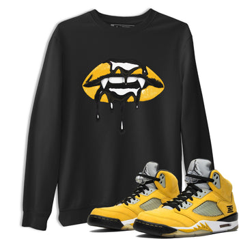 Sneaker match tees – Sneaker Threads To Match Air Jordan 5 Tokyo, Air Jordan 5 Varsity Maize and Wolf Grey Shoes – Vampire Lips Tee Black 1