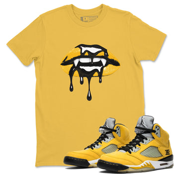 Sneaker match tees – Sneaker Threads To Match Air Jordan 5 Tokyo, Air Jordan 5 Varsity Maize and Wolf Grey Shoes – Vampire Lips Tee Daisy 1