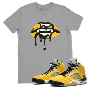 Sneaker match tees – Sneaker Threads To Match Air Jordan 5 Tokyo, Air Jordan 5 Varsity Maize and Wolf Grey Shoes – Vampire Lips Tee Heather Grey 1