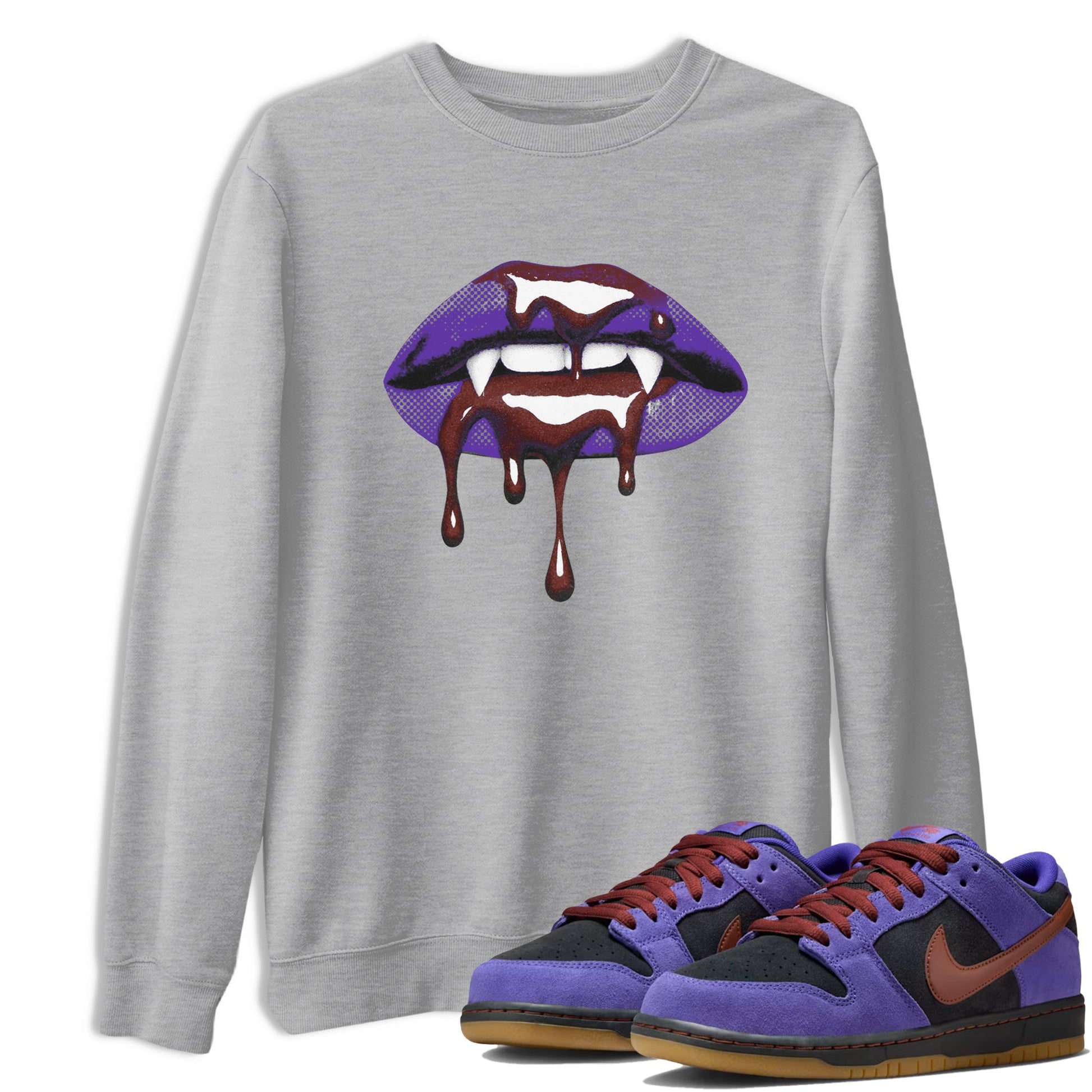 Sneaker match tees – Sneaker Threads To Match Dunk Low Persian Violet Shoes – Vampire Lips Tee Heather Grey 1