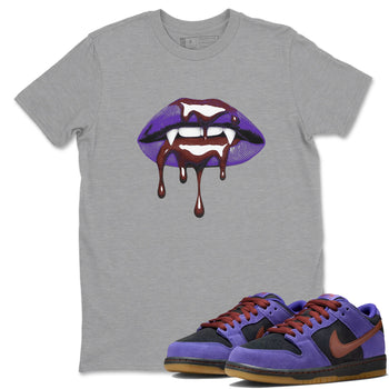 Sneaker match tees – Sneaker Threads To Match Dunk Low Persian Violet Shoes – Vampire Lips Tee Heather Grey 1