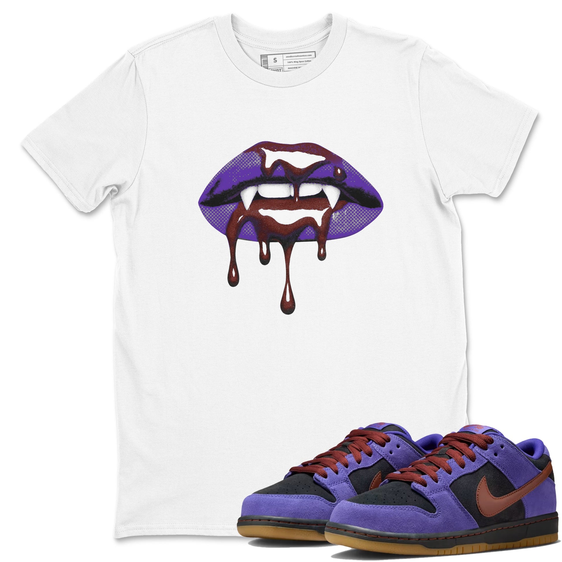 Sneaker match tees – Sneaker Threads To Match Dunk Low Persian Violet Shoes – Vampire Lips Tee White 1