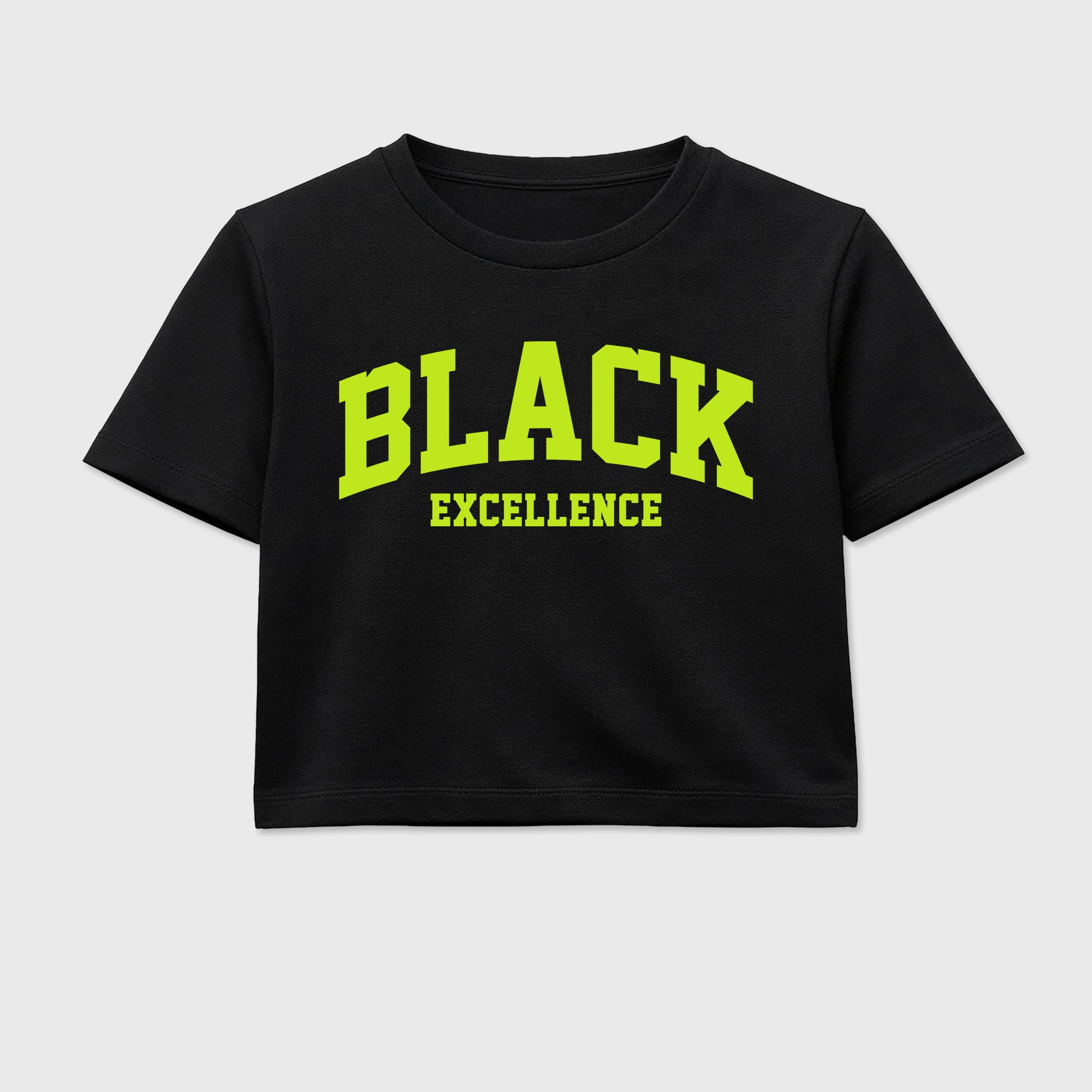 Sneaker match tees – Sneaker Tees To Match Air Foamposite Pro Black Shoes – Varsity Black Excellence Crop T-Shirt Black 2