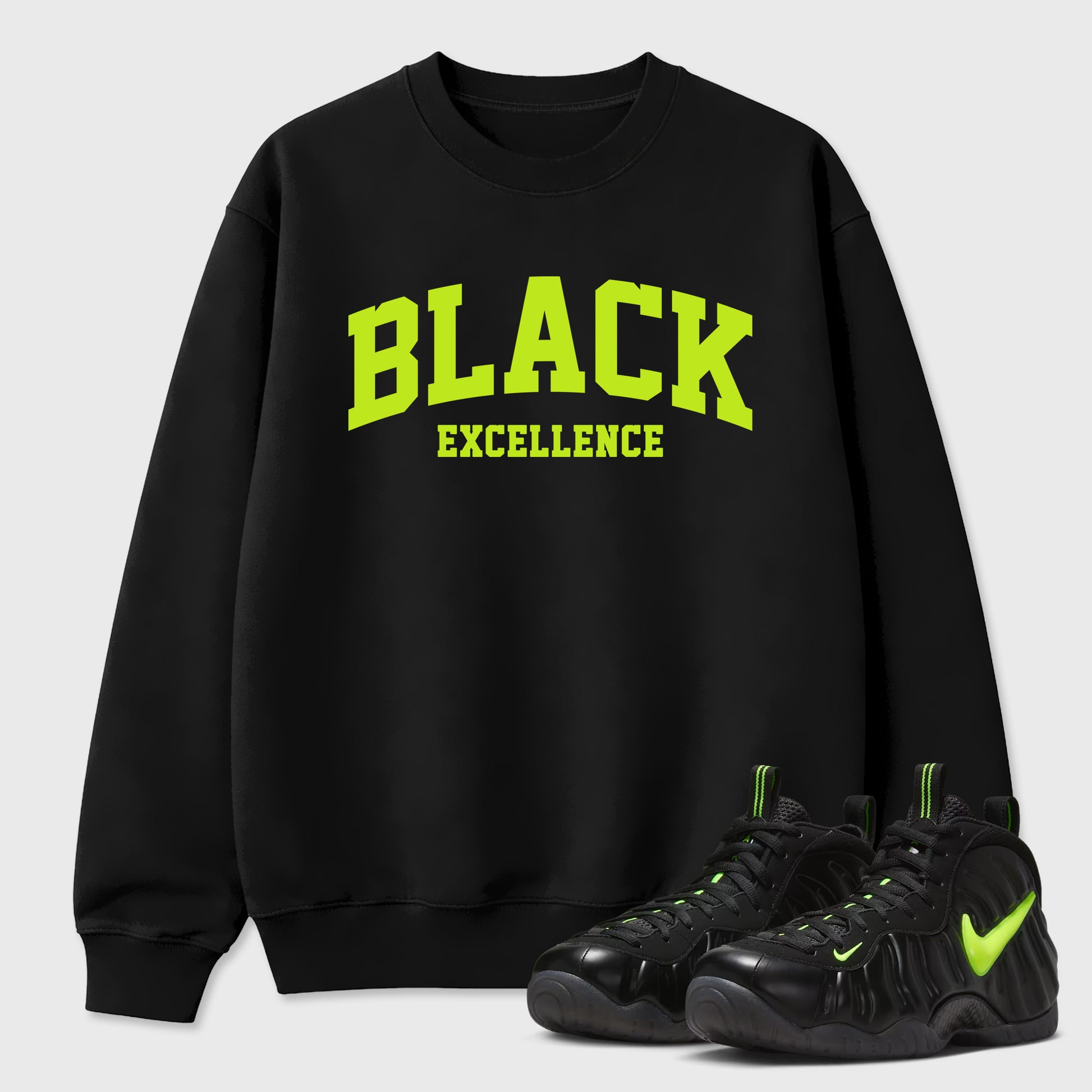 Sneaker match tees – Sneaker Tees To Match Air Foamposite Pro Black Shoes – Varsity Black Excellence Tee Black 1