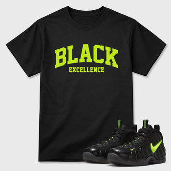 Sneaker match tees – Sneaker Tees To Match Air Foamposite Pro Black Shoes – Varsity Black Excellence Tee Black 1