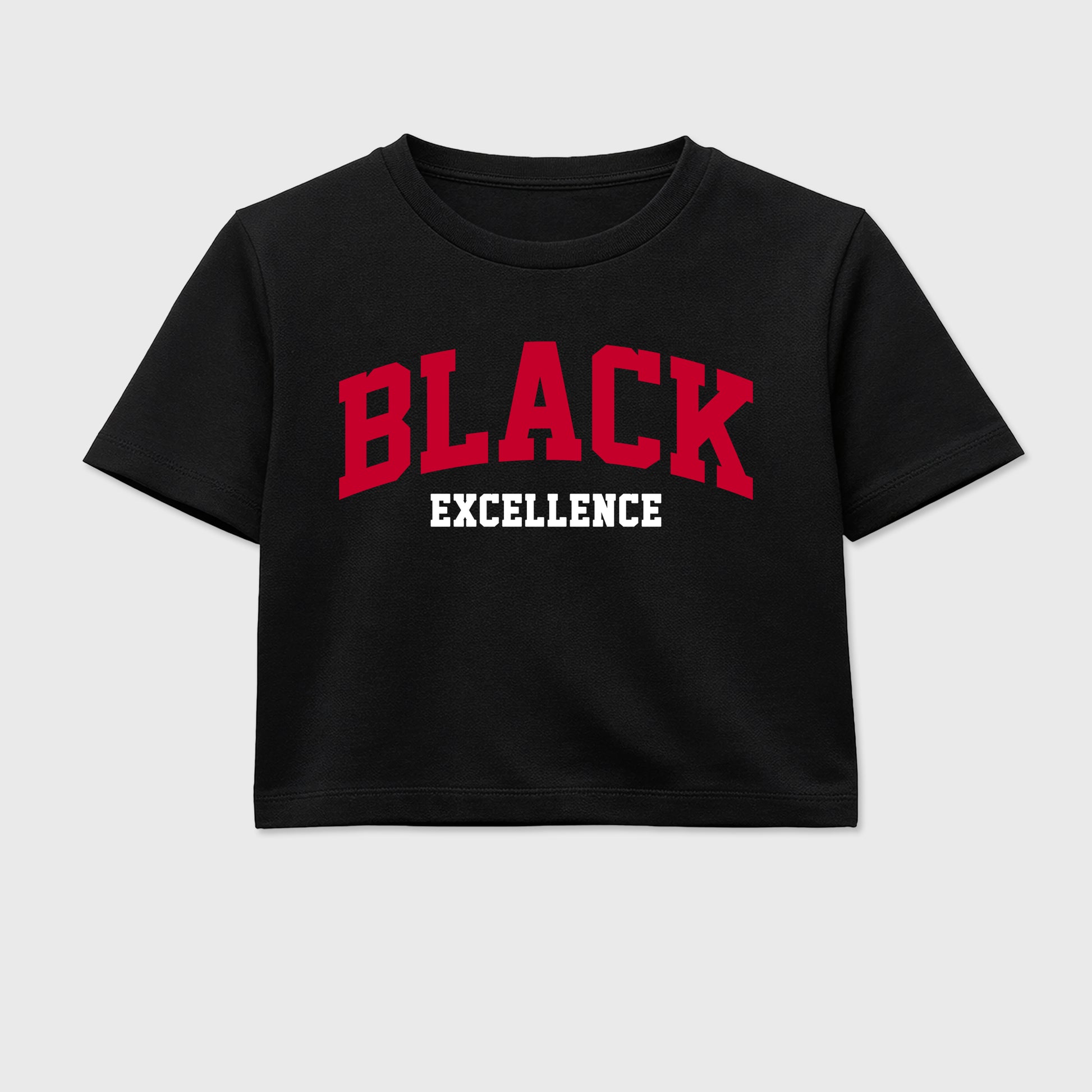 Sneaker match tees – Sneaker Tees To Match Air Jordan 1 Banned Shoes – Varsity Black Excellence Crop T-Shirt Black 2