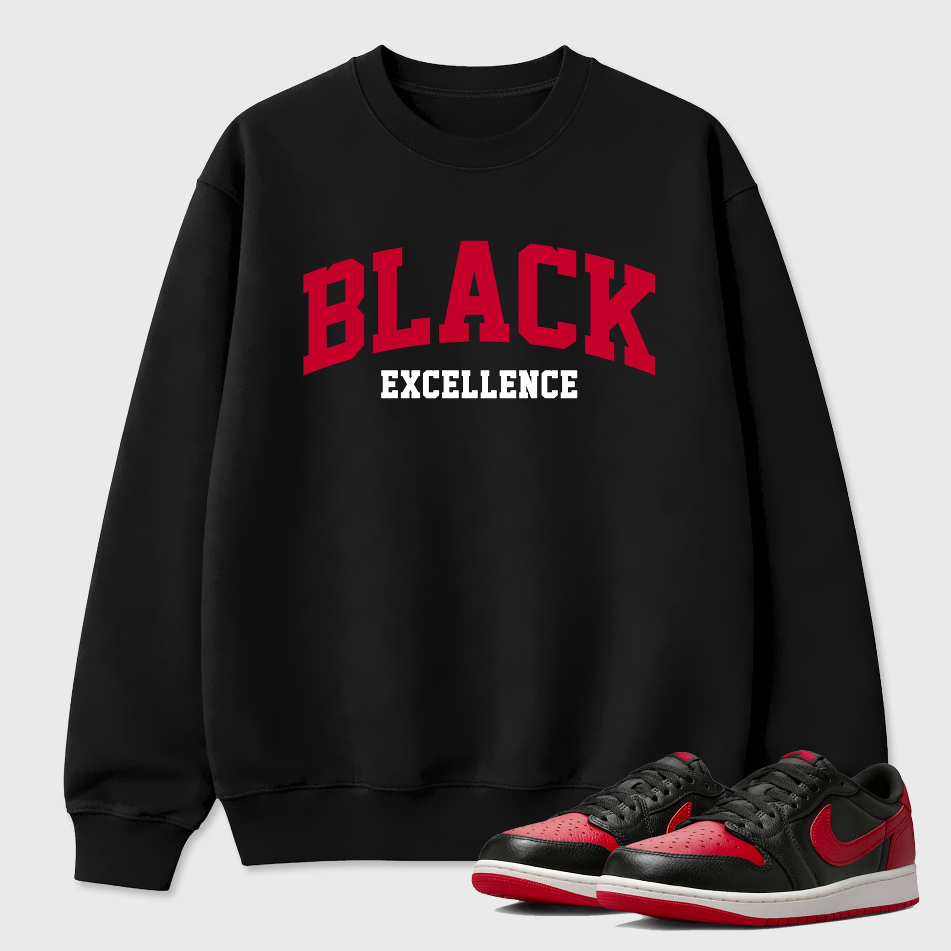 Sneaker match tees – Sneaker Tees To Match Air Jordan 1 Banned Shoes – Varsity Black Excellence Tee Black 1