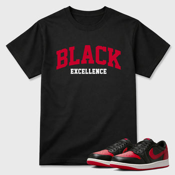 Sneaker match tees – Sneaker Tees To Match Air Jordan 1 Banned Shoes – Varsity Black Excellence Tee Black 1