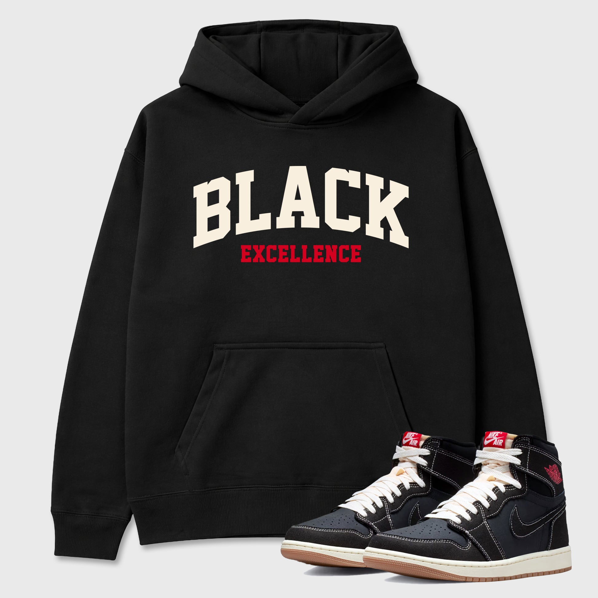 Sneaker match tees – Sneaker Tees To Match Air Jordan 1 Flight Club Shoes – Varsity Black Excellence Tee Black 1