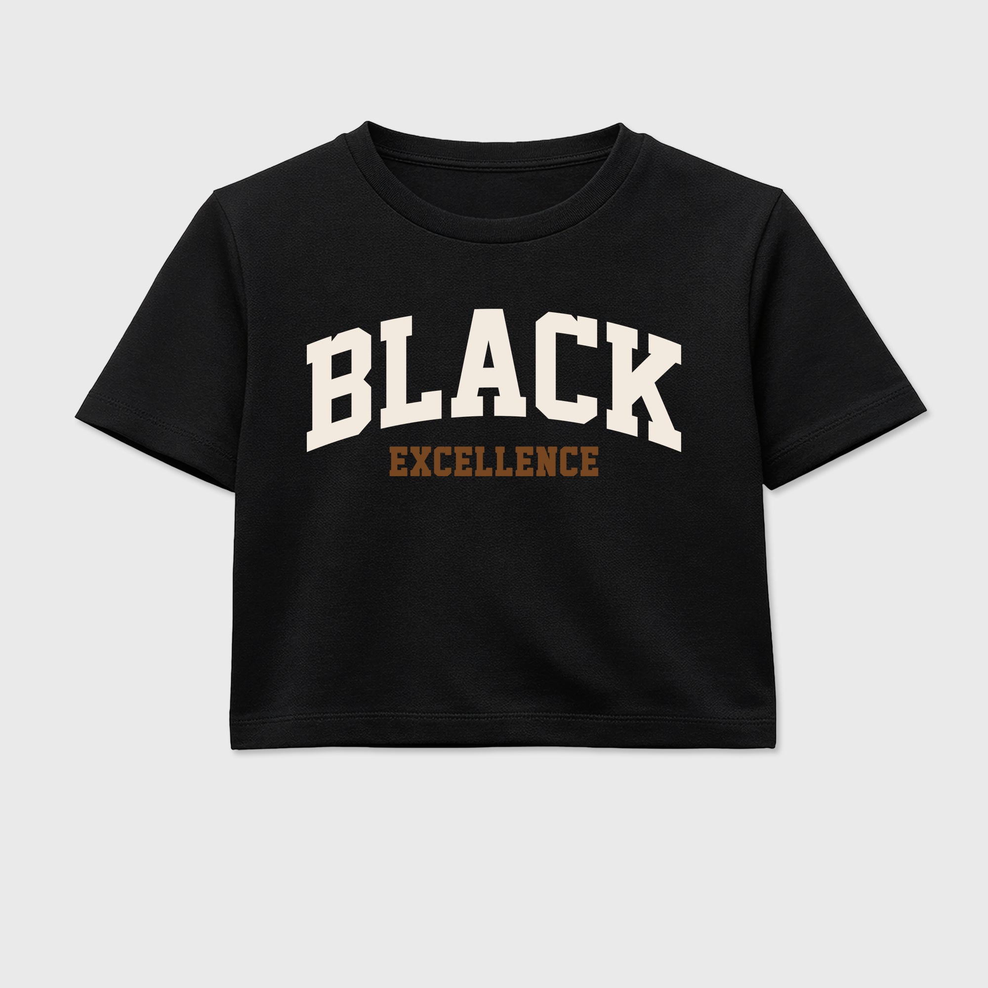Varsity Black Excellence women’s crop tee designed to match the Air Jordan 1 Love Letter, featuring coordinated Black 2 options for a perfect streetwear vibe.