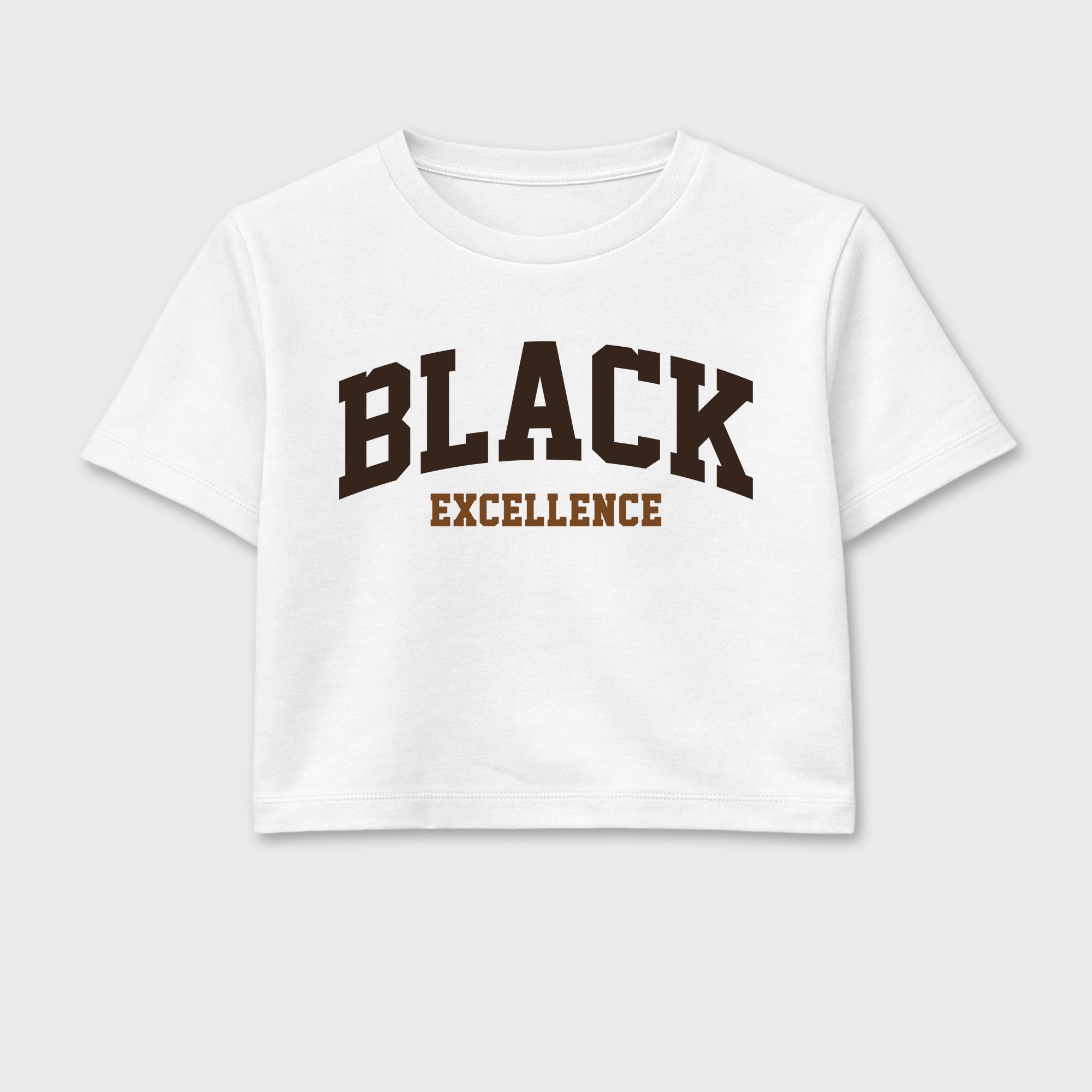 Varsity Black Excellence women’s crop tee designed to match the Air Jordan 1 Love Letter, featuring coordinated White 2 options for a perfect streetwear vibe.