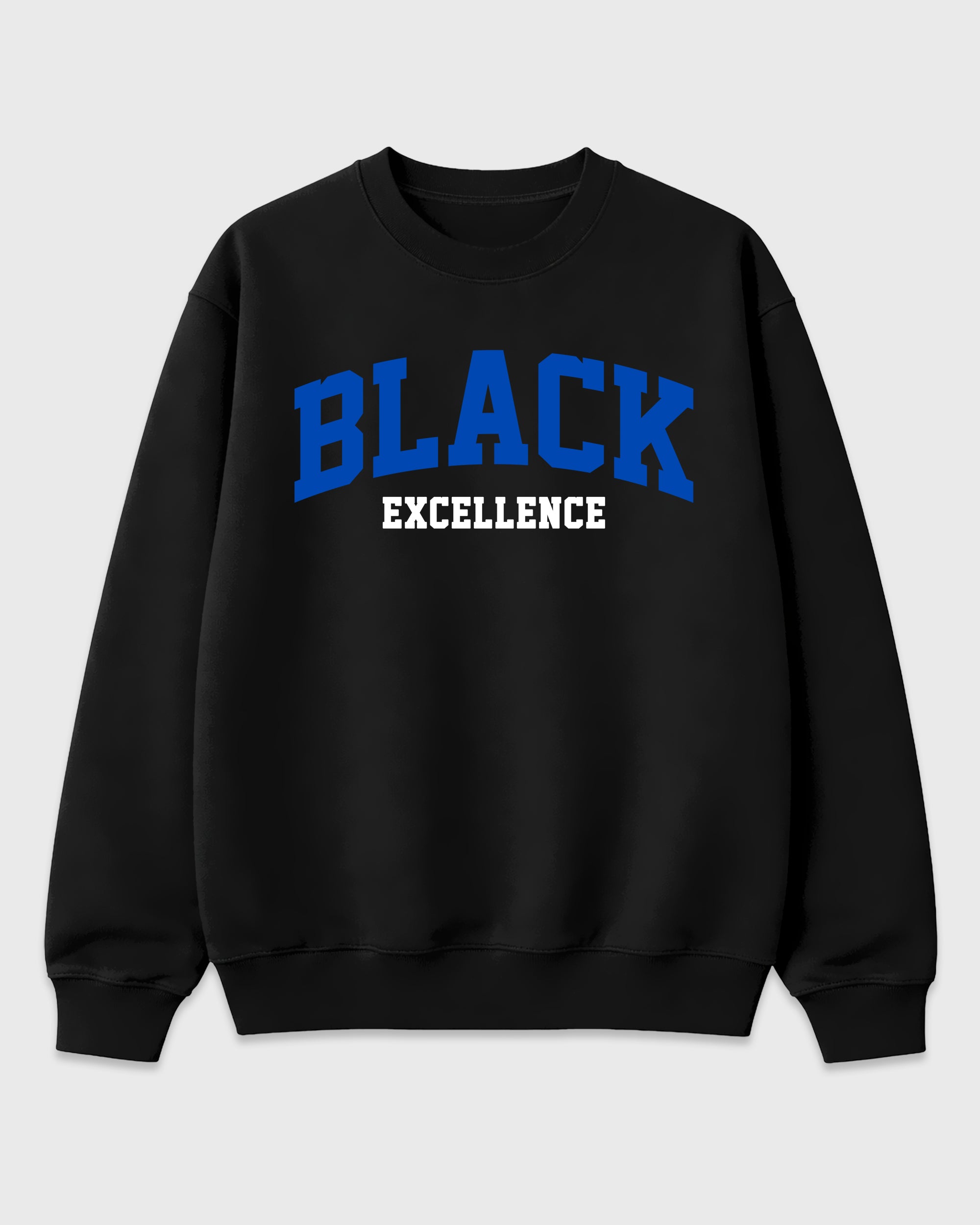 Varsity Black Excellence Graphic T-Shirt featuring original streetwear artwork designed to match the Air Jordan 1 Royal. Black 2 Graphic Tee.