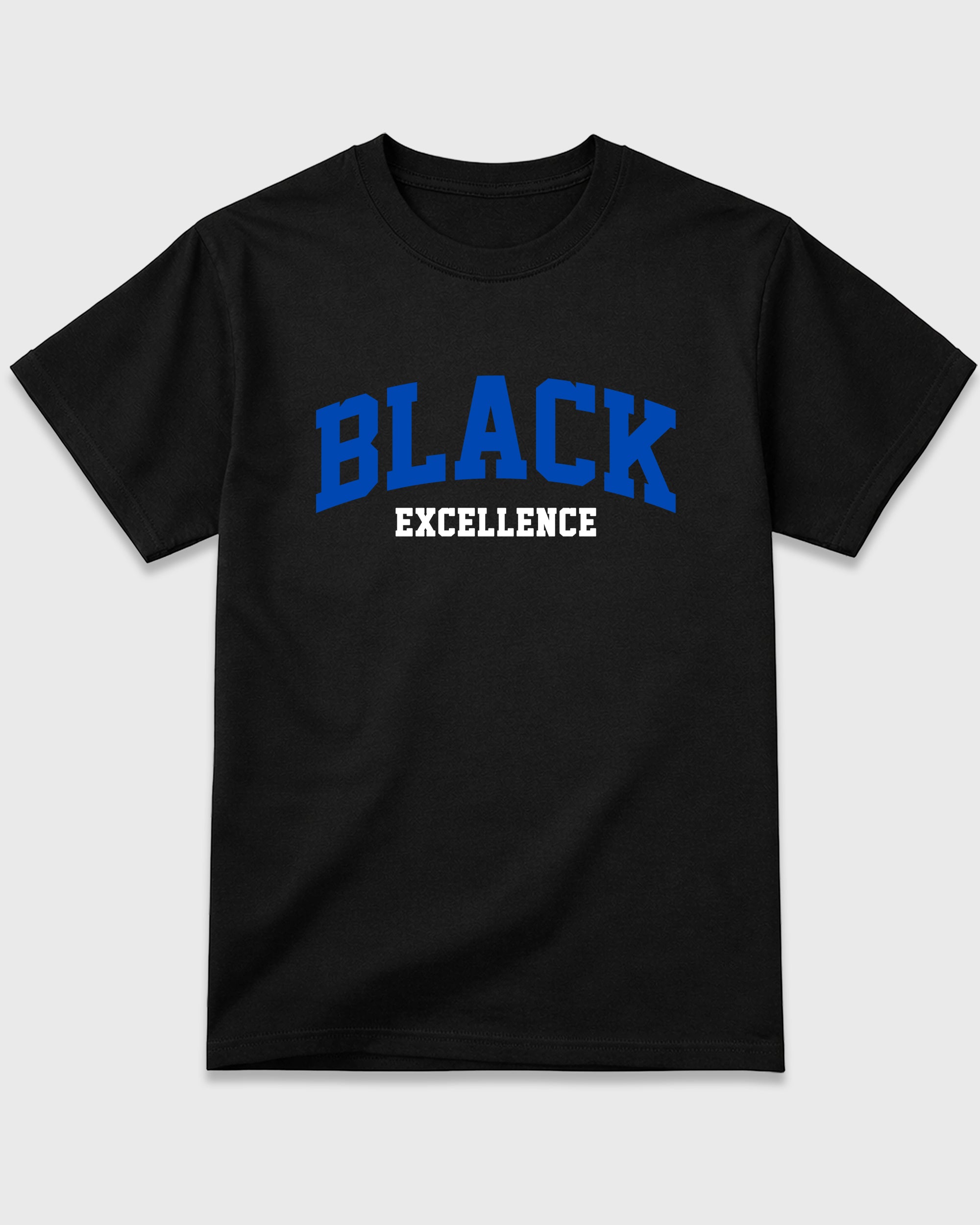 Varsity Black Excellence Graphic T-Shirt featuring original streetwear artwork designed to match the Air Jordan 1 Royal. Black 2 Graphic T-Shirt.