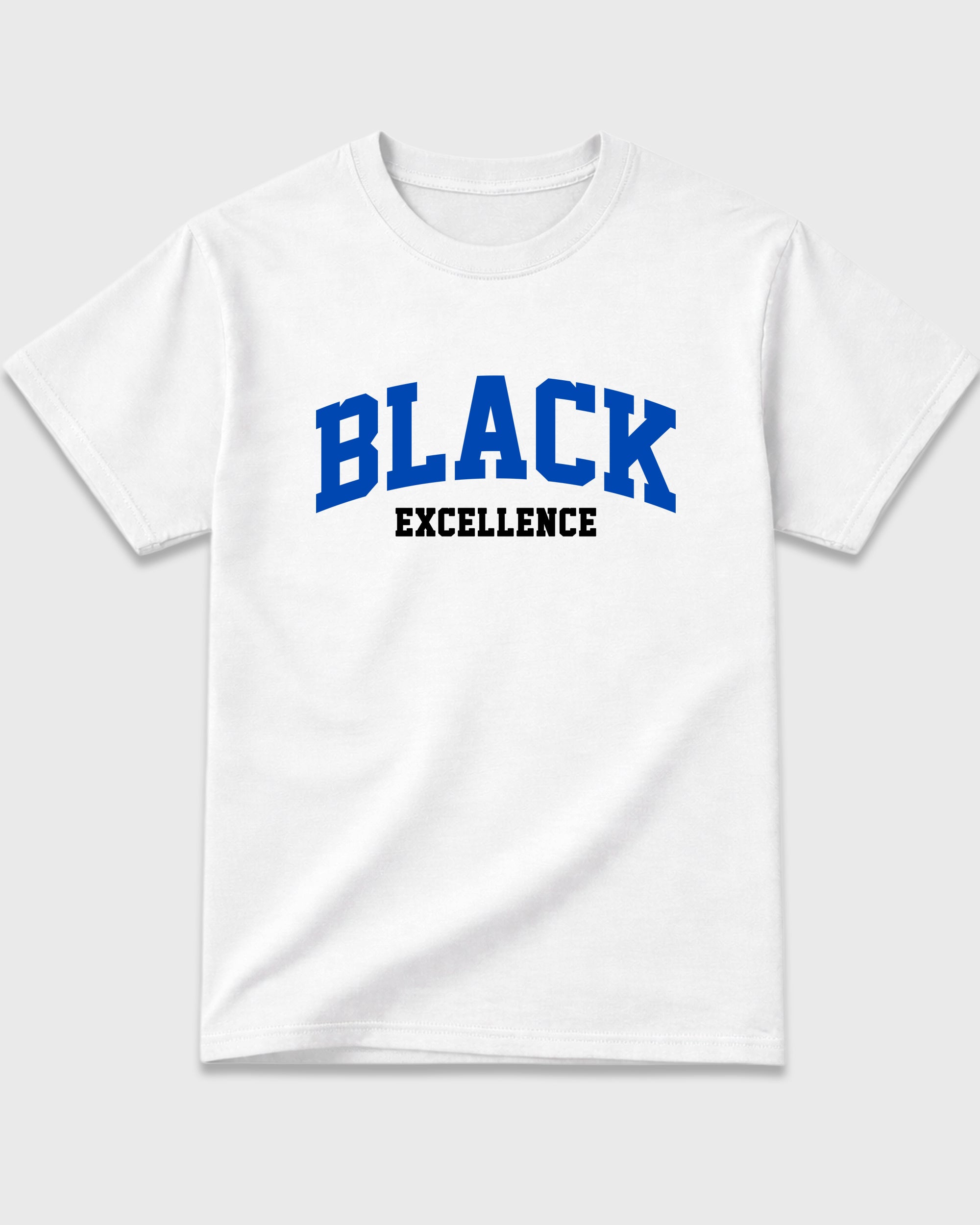 Varsity Black Excellence Graphic T-Shirt featuring original streetwear artwork designed to match the Air Jordan 1 Royal. White 2 Graphic T-Shirt.