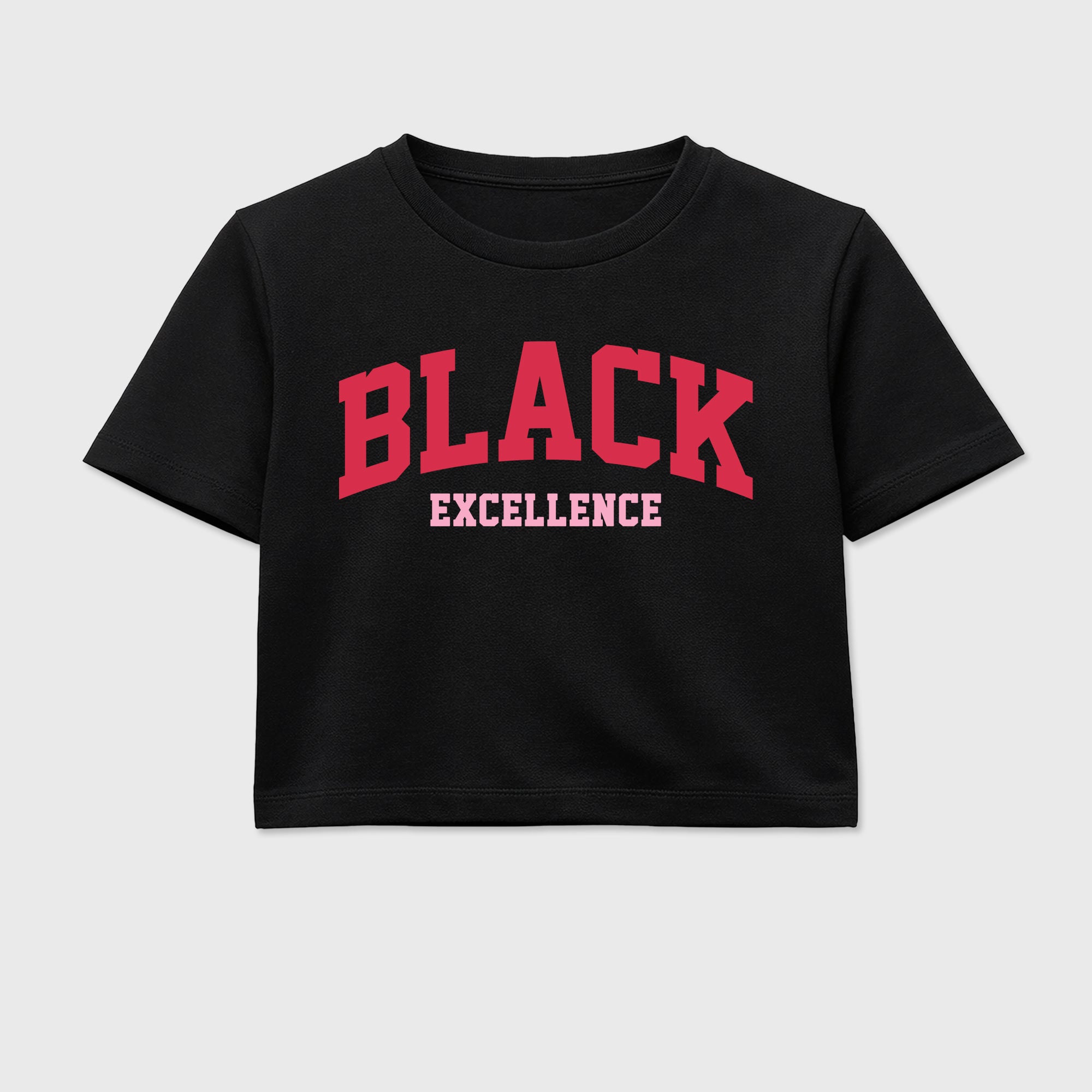 Perfect Sneakerhead Fashion Outfits – Sneaker Tees To Match Air Jordan 1 Low OG x Travis Scott Tropical Pink Shoes – Varsity Black Excellence Graphic Crop Top Black 2