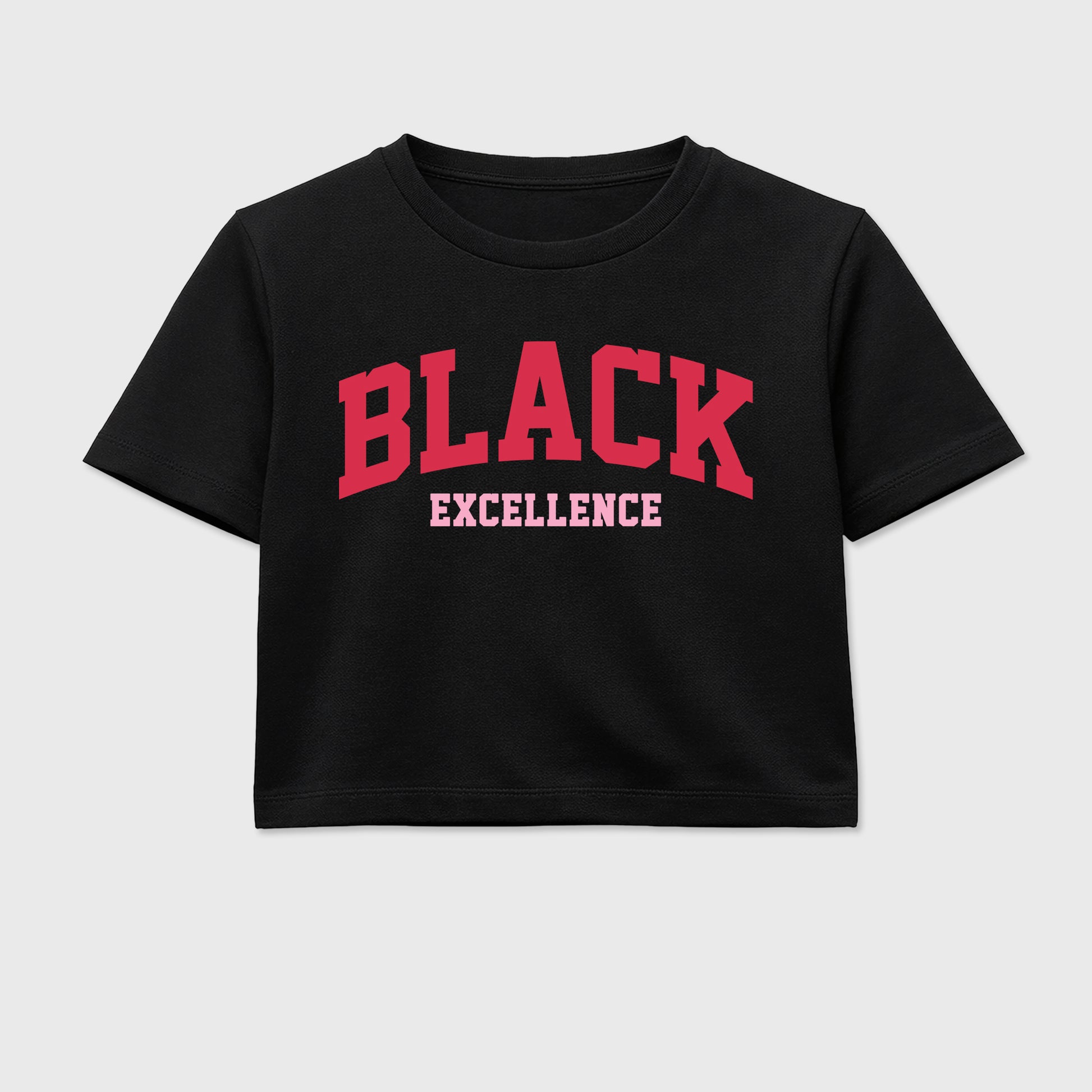 Perfect Sneakerhead Fashion Outfits – Sneaker Tees To Match Air Jordan 1 Low OG x Travis Scott Tropical Pink Shoes – Varsity Black Excellence Graphic Crop Top Black 2