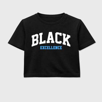 Sneaker match tees – Sneaker Tees To Match Air Jordan 11 University Blue Shoes – Varsity Black Excellence Crop T-Shirt Black 2