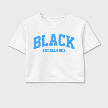 Sneaker match tees – Sneaker Tees To Match Air Jordan 11 University Blue Shoes – Varsity Black Excellence Crop T-Shirt White 2
